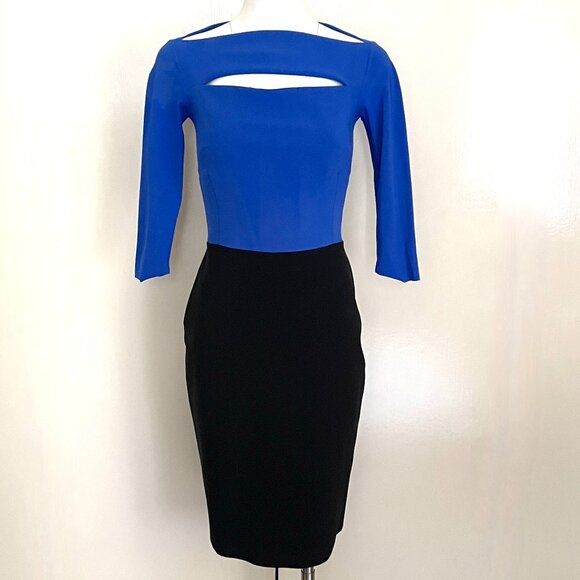 CHIARA BONI KATY CREPE KEYHOLE COLORBLOCK DRESS IT42 - Picture 3 of 9